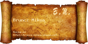 Bruncz Miksa névjegykártya